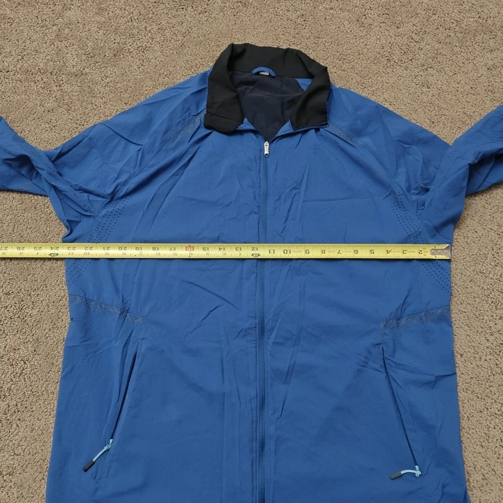 Lululemon Mens Blue Full Zip Windbreaker Track Jacket Laser Cut Venting‎ XL